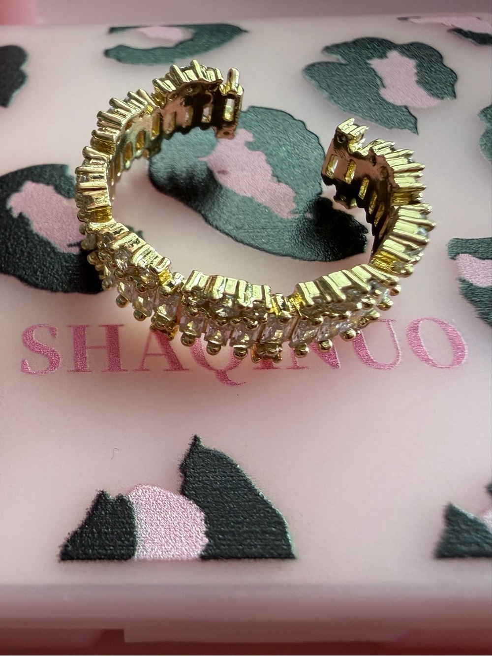Affordable Fashion Finds Gold Crystal Open Band Ring